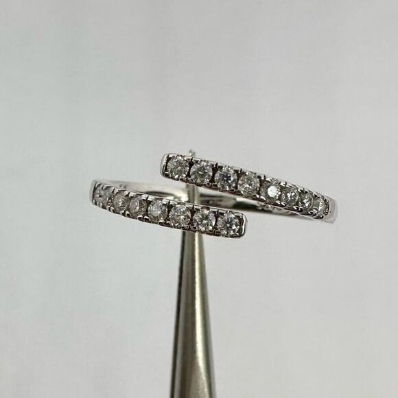 Moissanite Diamond Band Split Half Eternity Stackable Ring 18k Plated Adjustable - Picture 7 of 16